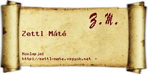Zettl Máté névjegykártya